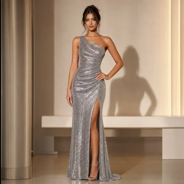 Galaxy Glittering Evening Gown Shines Everywhere